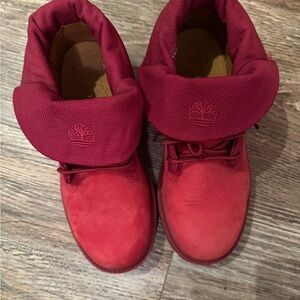 Timberland Crimson Red Fold-Over Nubuck Boots